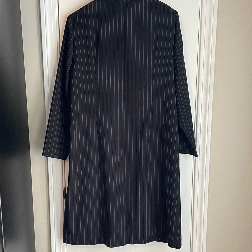 Donna Ricco Black & White Pinstripe Duster Coat 18W - Picture 7 of 11